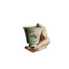 Flower and Bird Master Cup Ru Kiln Ceramic Tea Cup Tea Brewing Cup Tea Tasting Cup Office High Legged Cup