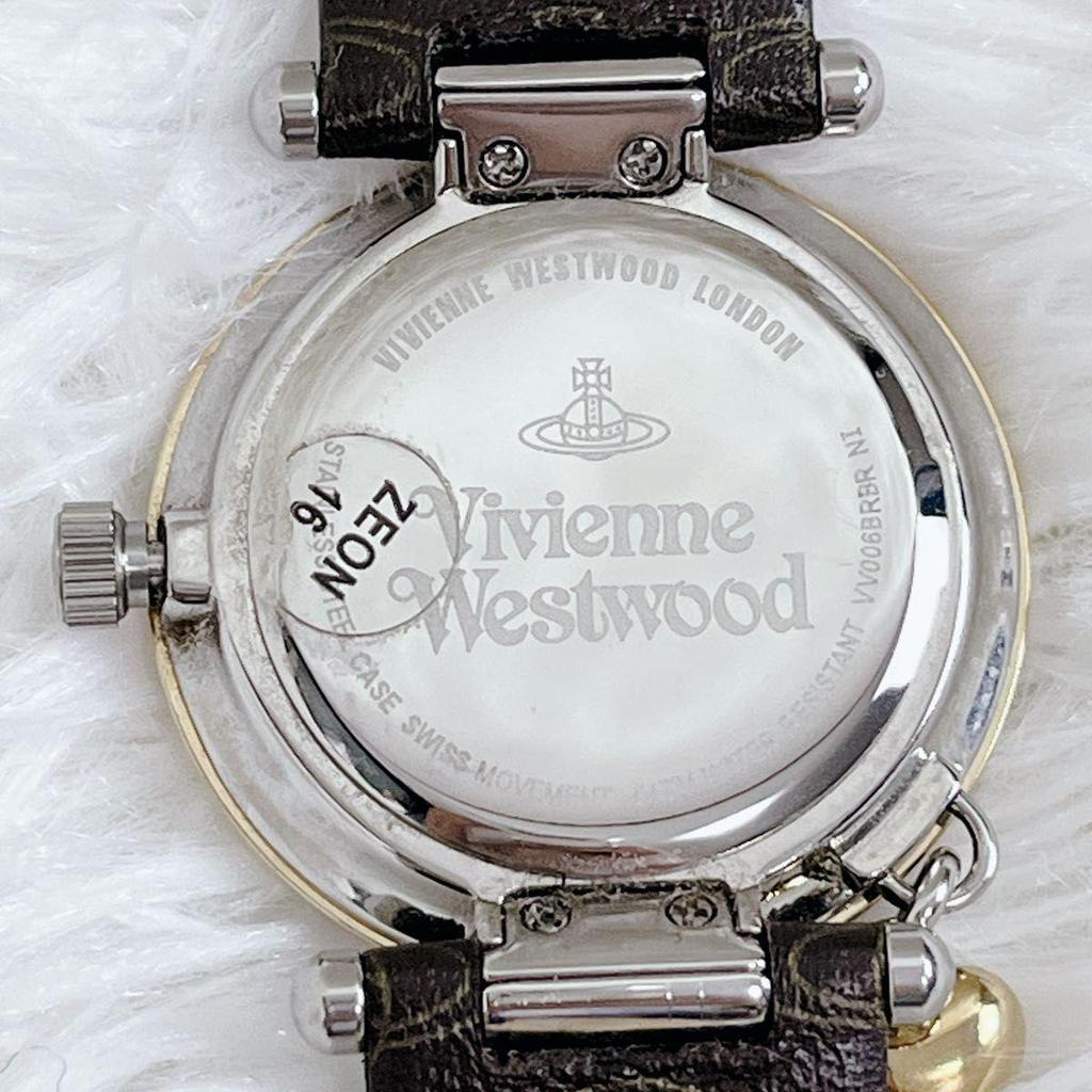 Used Working Item Rare Out of Print Vivienne Westwood Heart Charm Orb All-over Pattern Belt Watch Vivienne Westwood