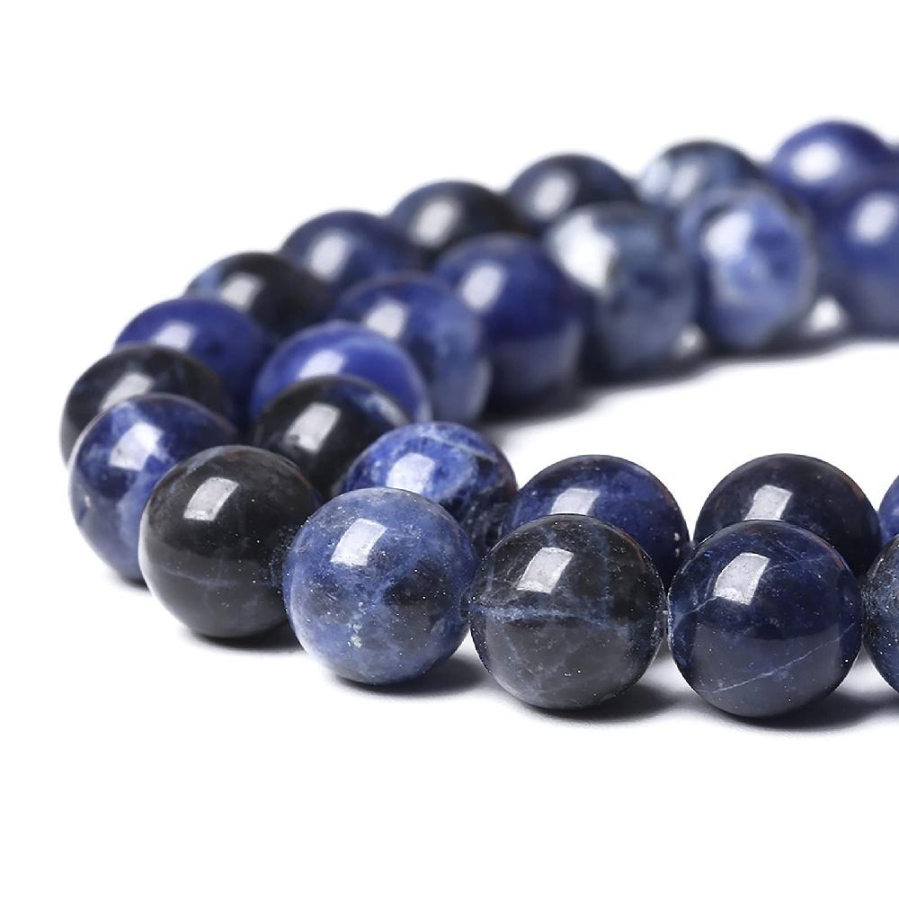 Blue-vein Sodalite Round Natural Stone Beads 15"Strand 4/6/8/10/12mm Smooth Loose Spacer Beads for Jewelry Making DIY Bracelets Accessories