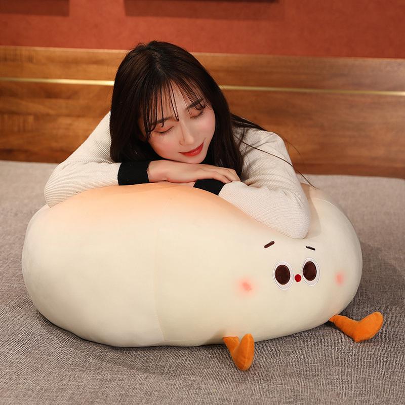 Cute Plush Steamed Bun Pillow Stuffed Bun Cartoon Bread Plush Food Pillow Cushion Kids Toys