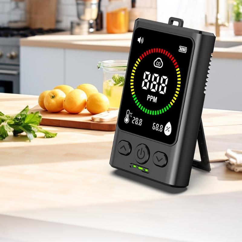 Carbon Monoxide Detectors with Alarm Temperature Humidity Sensors Rechargeable CO Detectors Carbon Monoxide Meter Portable