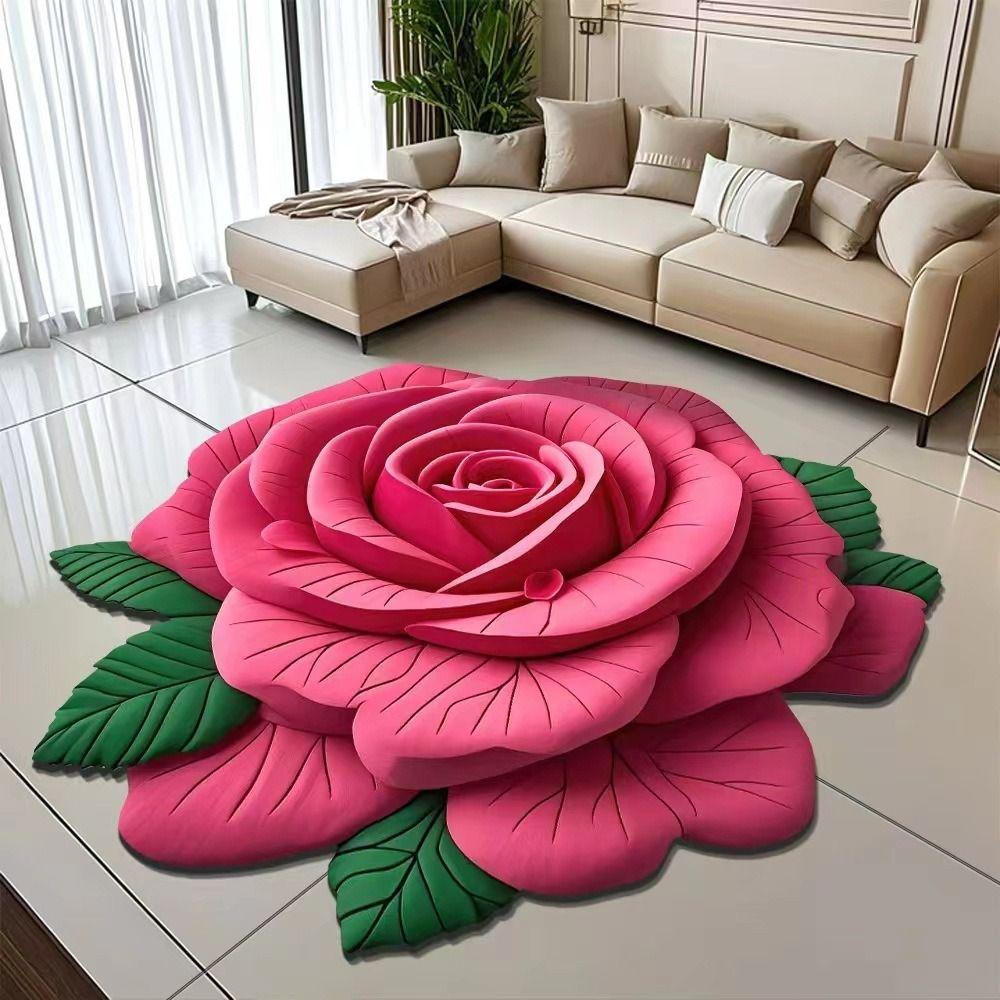 Washable Special-shaped Flower Carpet Soft Absorbent Bathroom Floor Mat Non-slip Creative Blanket for Living Room Bedroom