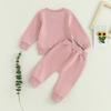 Citgeett Autumn Toddler Baby Girls Outfit Letters Print Long Sleeve Crew Neck Sweatshirt Elastic Waist Pants Fall Clothes