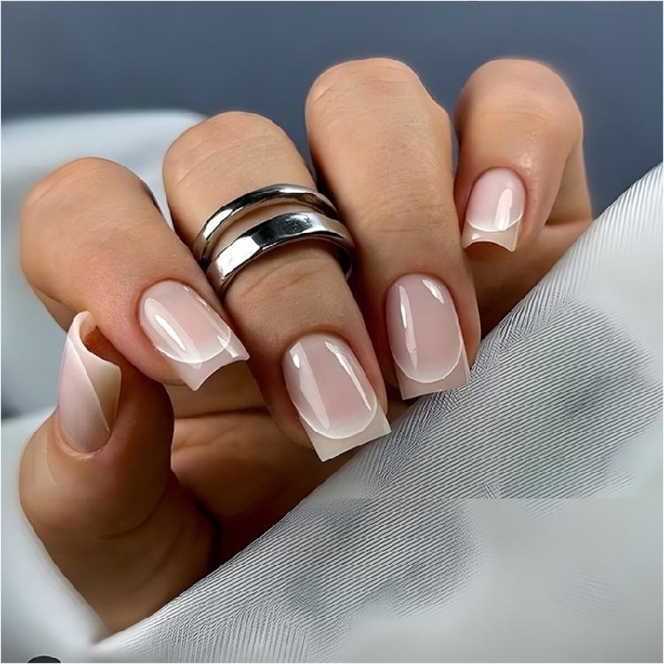

24 Pcs French Tip Press On Nail Short Square Acrylic False Nail Full Cover Stikc ons Nail Decoration For Women And Girls 1