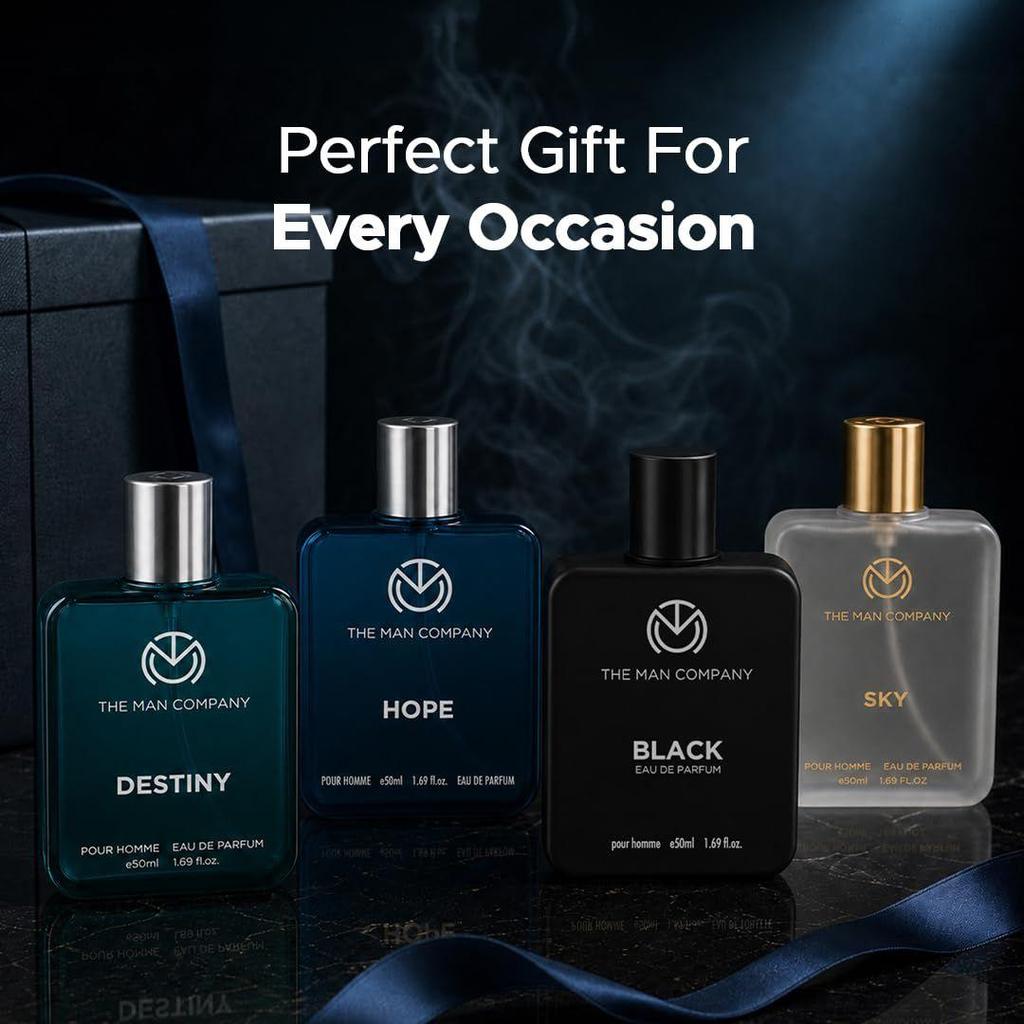 The Man Company Premium Perfume Gift Set for Men (4 x 50ml) with Travel Pouch – Black