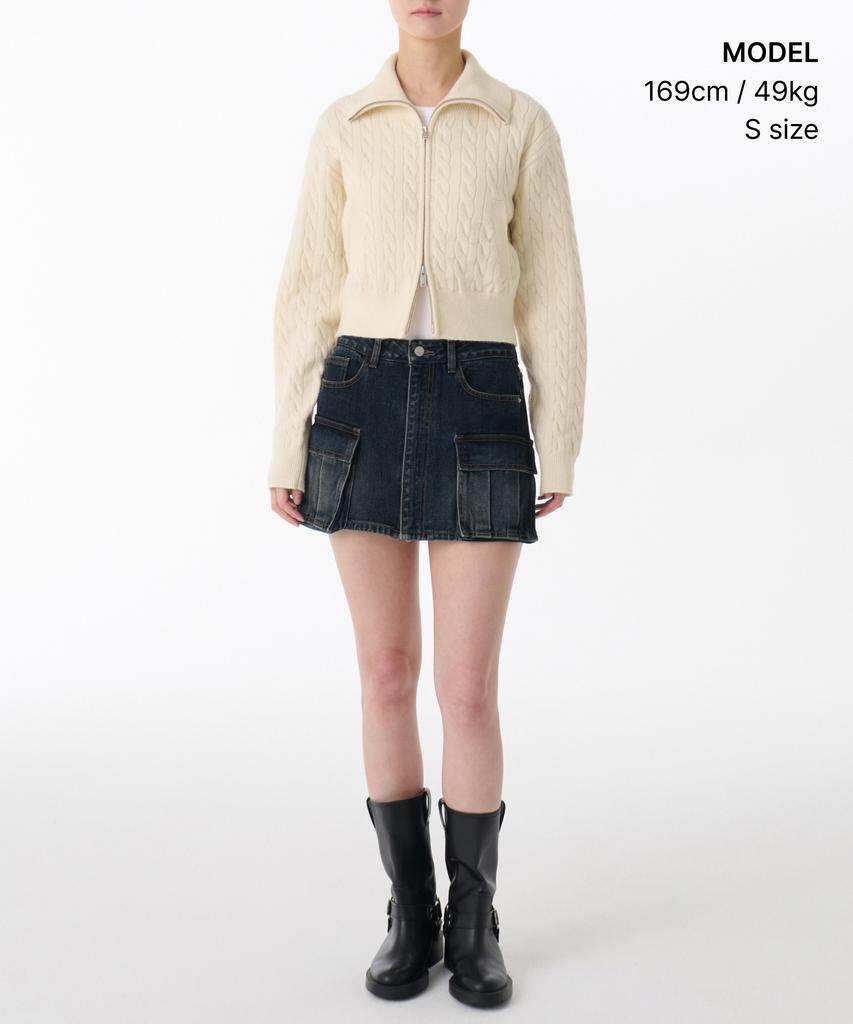MUSINSA STANDARD WOMAN Women'S Cable Knit Zip-Up [Ivory]