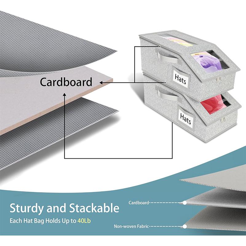 1Pc Extra Large Hat Organizer for Baseball Caps Stackable Baseball Cap Organizer Storage Box with Dual Clear Windows JT529