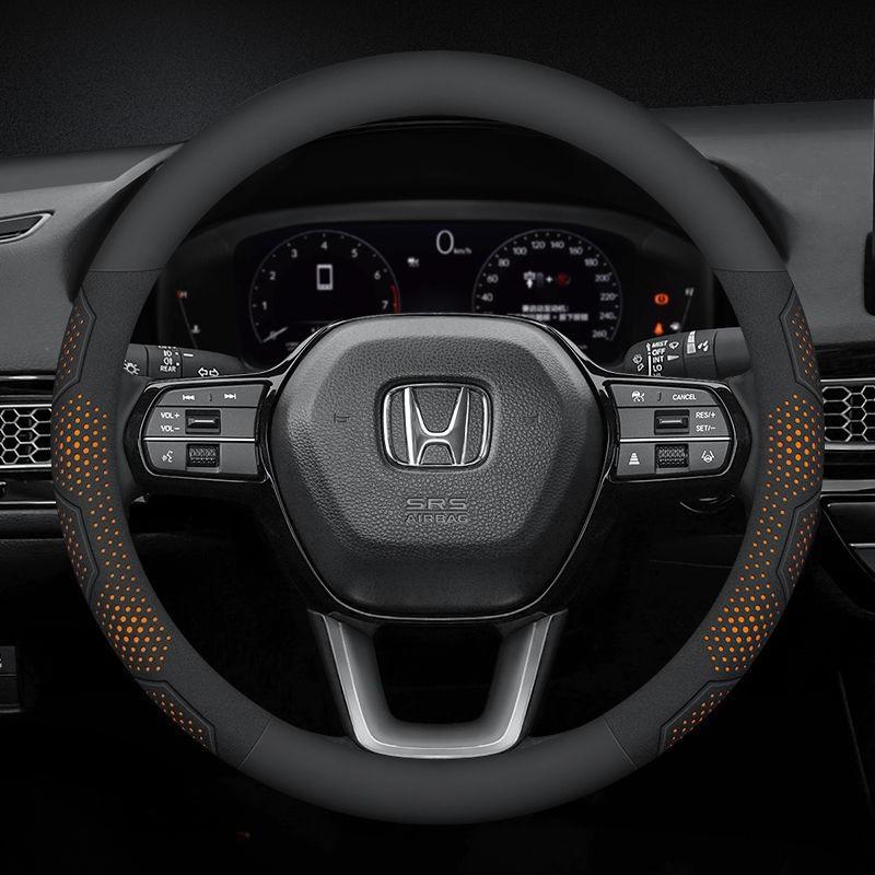 AAAKQ1 For Honda CRV steering wheel cover special flip fur Napa leather pattern sports carbon fiber pattern sweat-absorbing