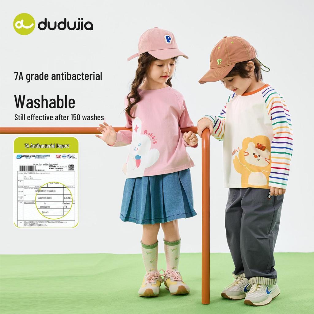 Dudu Family 100% Cotton Long Sleeve Children's T-shirt for Boys and Girls - Spring Top