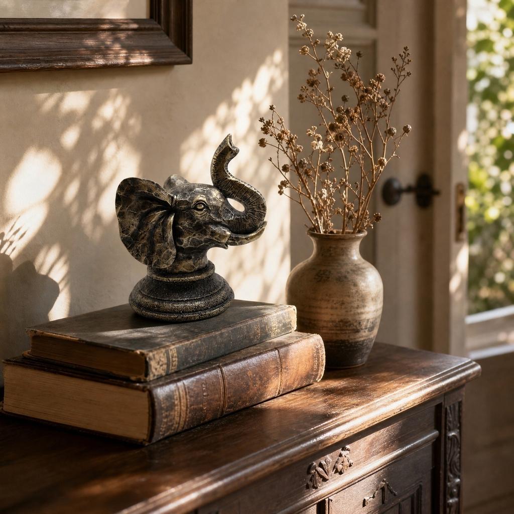 Vintage Sculpture Home Decor - Creative Resin Animal Figurine for Shelf Bar Entryway