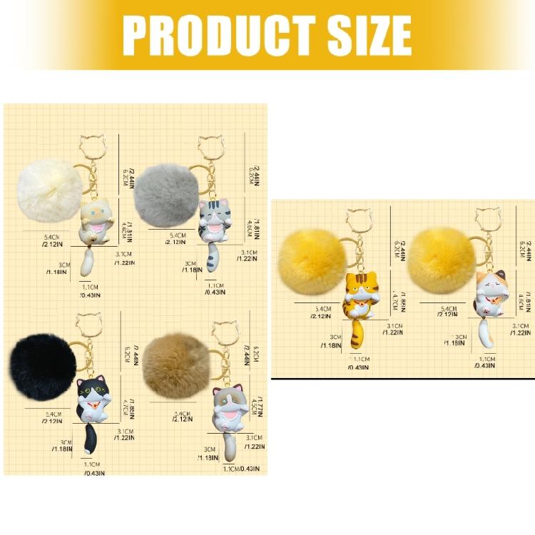 Practical Plush Cats Shape Keychain Soft Bag Hanging Pendant Plush Texture Creative Present for Children Adults Souvenir