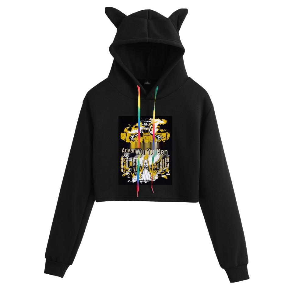 Attack on Titan Women's Cropped Hoodie with Cat Ears - Mikasa & Eren Wings of Freedom Anime Merchandise