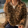 Lazy Style Leopard Print Short Loose Knit Cardigan