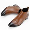 Designer New Winter Pointed Patchwork Pu Leather Shoes High Tops Motorcycle Shoes For Male Formal Business Chelsea Ankle Boots