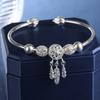Silver-plated Dreamcatcher Bracelet for Women, Young Style, Trendy, Versatile, Forest-themed, Open Design, Fresh and Elegant Ins Silver Jewelry