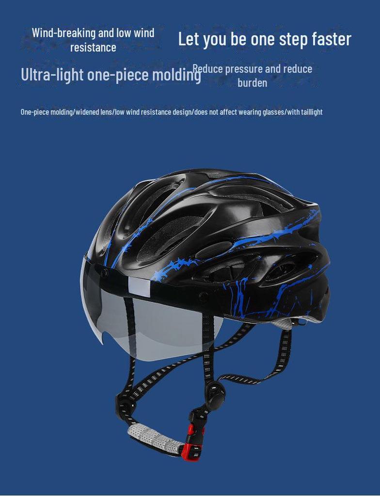 Cască de ciclism reglabilă cu ochelari de protecție și lumină spate pentru biciclete de șosea