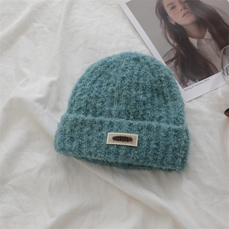 Japanese Solid Color Letters Plus Color Wool Wool Hat Simple Face Showing Small Loose Versatile Knitted Hat
