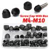 75Pcs Assorted Black Hex Socket Bolt Screw Nut Hexagon Head Cover Cap Nylon Protector NG M4 M5 M6 M8 M10