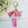 Gradient Pink Jewelry Letter Keyring Resin Letter Keychain with Fringe Butterfly DIY Bag Decoration Pendant Party Gift