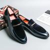 Fashion New Loafers Men Blue Black Business Men Dress Shoes Handmade Slip-On Round Toe Spring Autumn