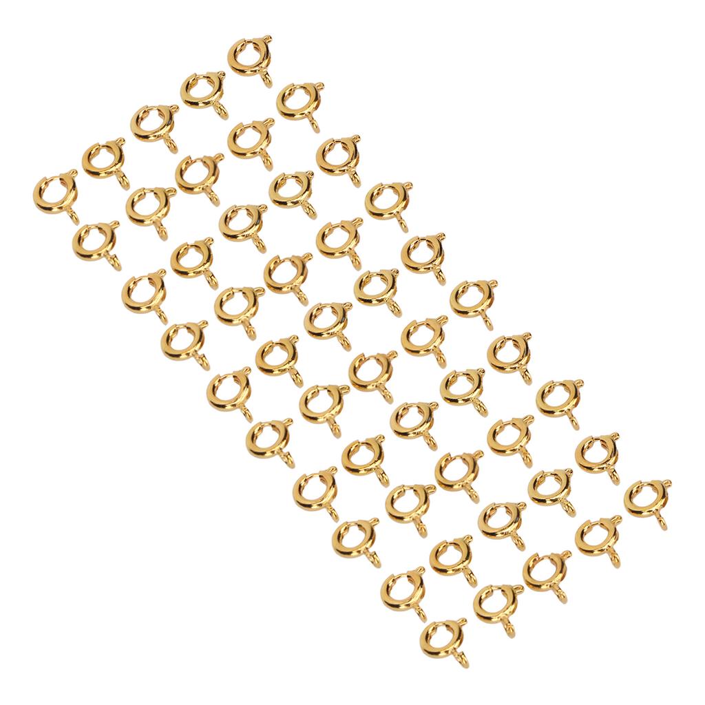 50 Pcs Spring Ring Clasps 6mm Diameter 1.5mm Hole Decorative Copper Round Clasps for Jewellery Gold