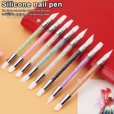 5 pinceles de silicona para decoración de uñas, pinceles de diseño de uñas de doble punta, pinceles de gel ergonómicos para esculpir, bolígrafo para manicura de amplia aplicación