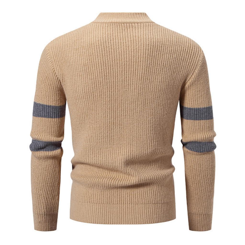 Men's Casual Semi-high Neck Two-tone Long-sleeved Pullover Base Knitted Sweater