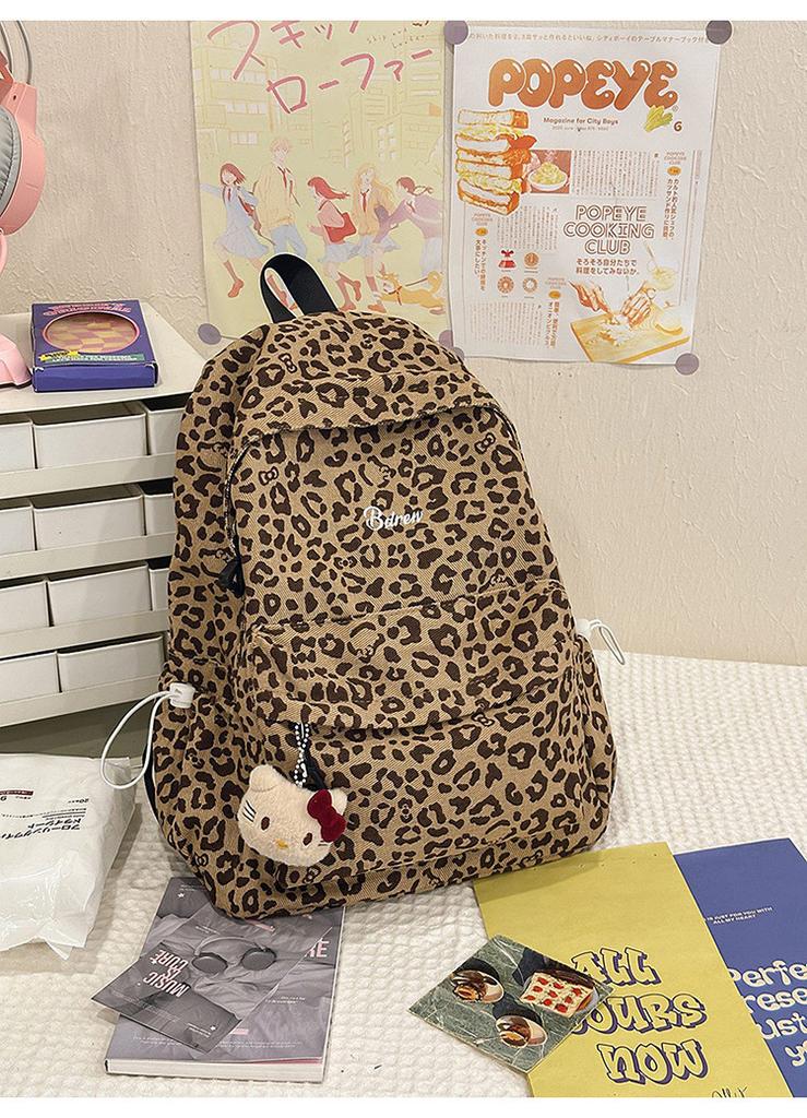 Style Leopard Print Backpack For School Girls With Canvas And Laptop Pocket