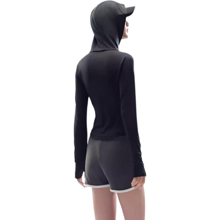 Anta Training Series Solid Color Zip-Up Hooded Comfortable Versatile Long Sleeve Breathable UV Protection Sun Protection Women tops 962527704-8