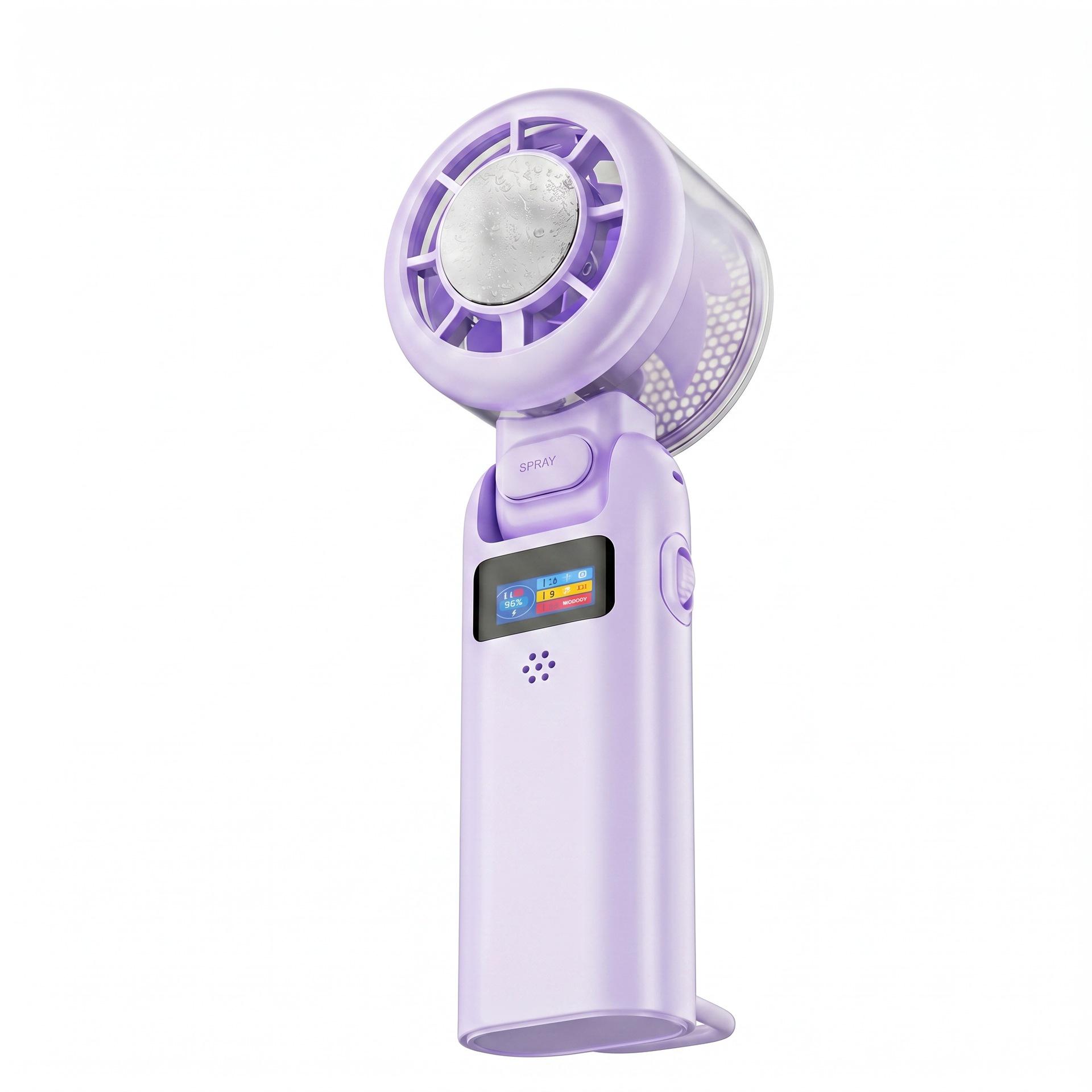 2026 AI Smart Voice-Controlled Fan with 200 Wind Speed Settings and Semiconductor Refrigeration 5200 Spray Ice Pack Fan. фиолетовый