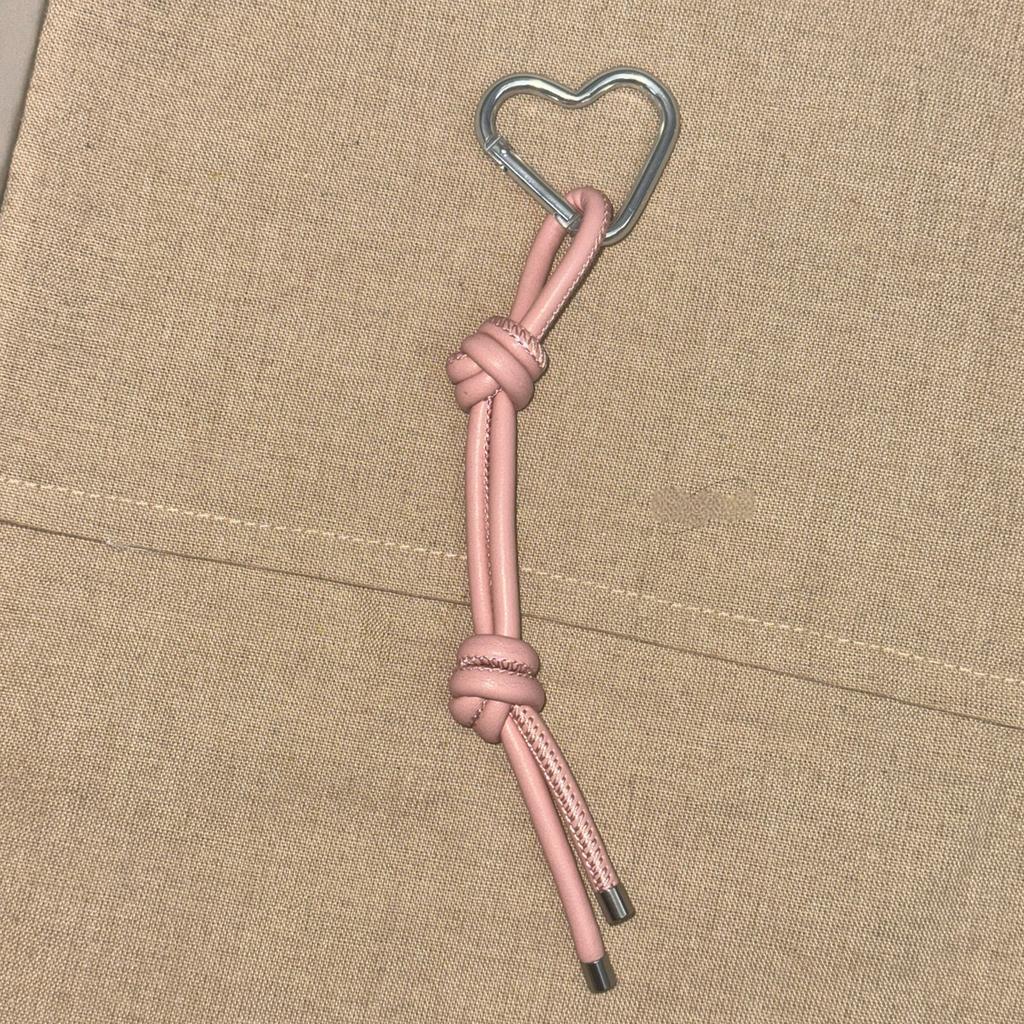 Romantic Heart Shaped Keychain Lightweight PU Leather Cord Alloy Charm Bag Decoration for Couples Friend Gift