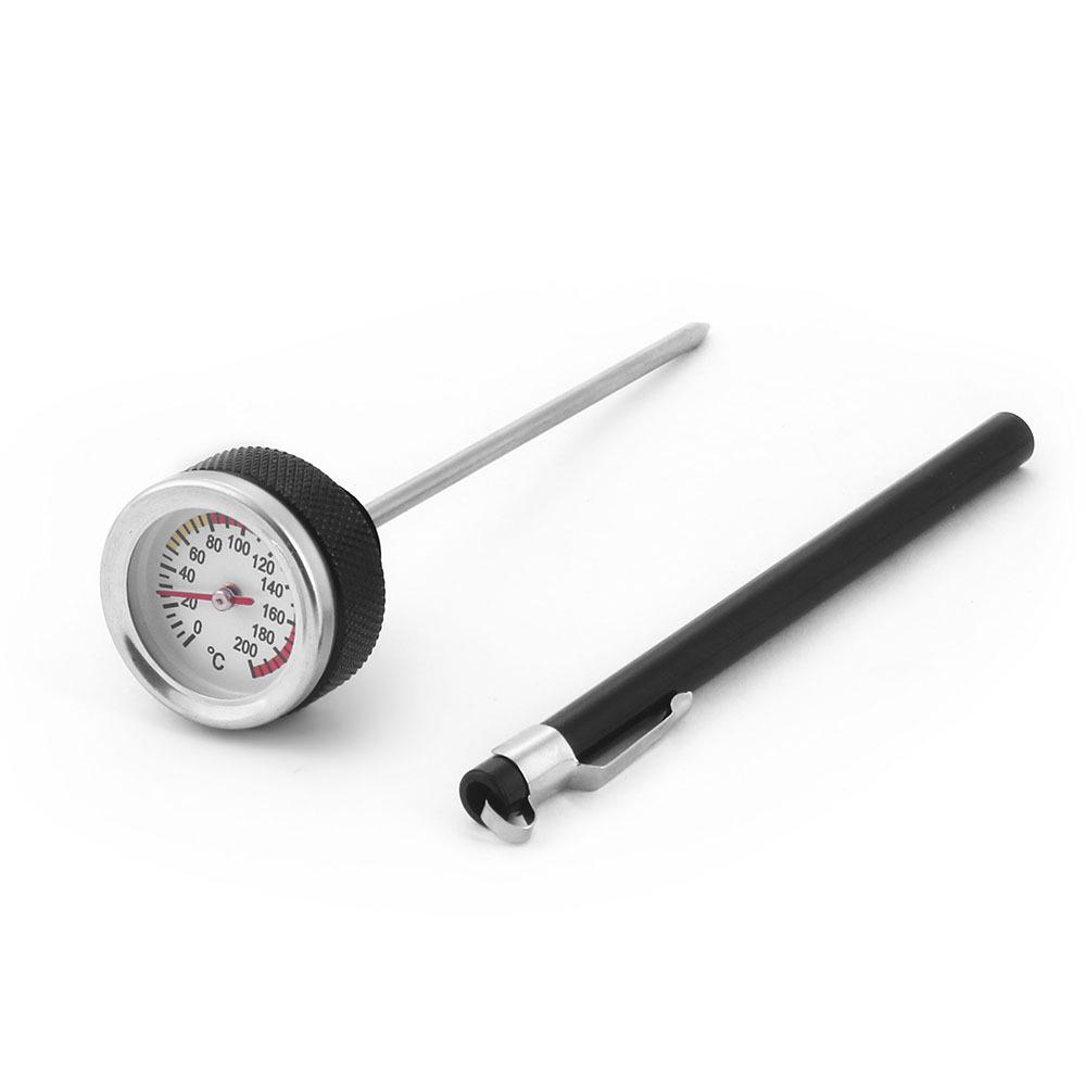 Motorcycle Fuel Tank Cap with Oil Temp Gauge (0-200℃), M20x1.5/M20x2.5, Black/Silver.