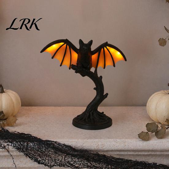 Retro Resin Desk Light Vintage Black Bat Table Lamp, Gothic Decorative Night Light, Alternative Home Aesthetic Decor Style Lamp for Bedroom