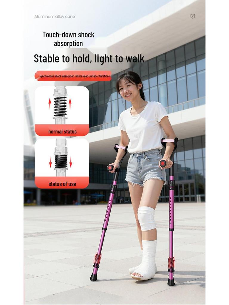 Składane lekkie kule łokciowe ze stopu aluminium: Amortyzująca, Antypoślizgowa, Podpórka do chodzenia typu pachowego