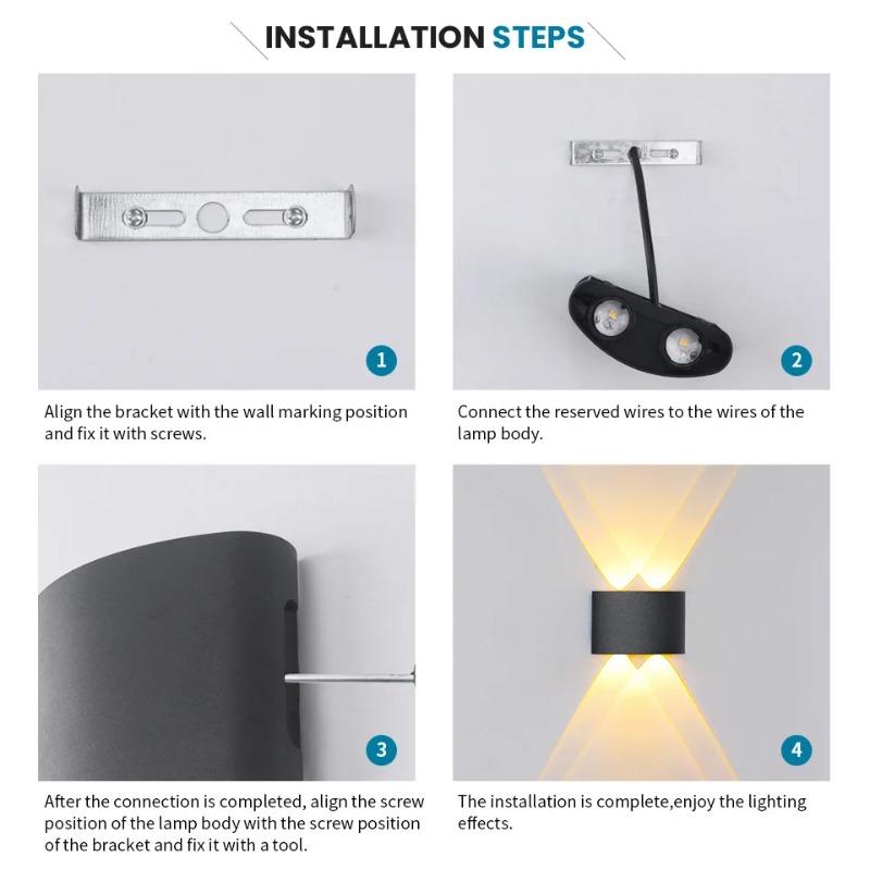 6W LED Wall Light Outdoor Waterproof Garden Fence Indoor Stylish Wall Lamp for Bedroom Bedside Room Hallway Staircase Decor