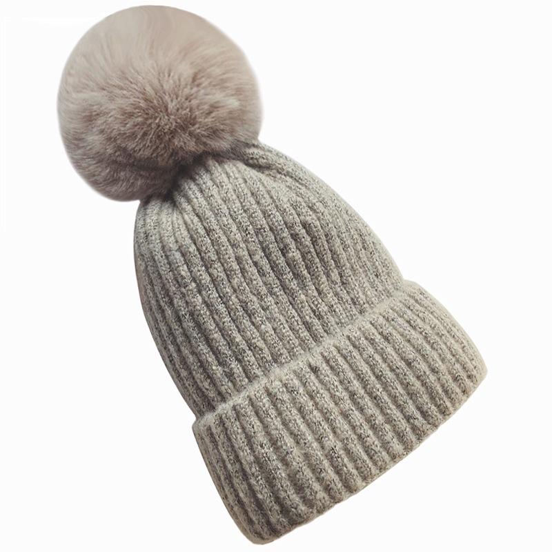 Hat Women's Winter Tide Fleece Thickened Ball Warm Knitted Wool Hat Autumn and Winter Fashion Cute Bag Hat
