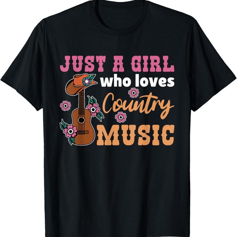 Just A Girl Who Loves Country Music T Shirt - Men s Summer Cotton Graphic Tee S разноцветный