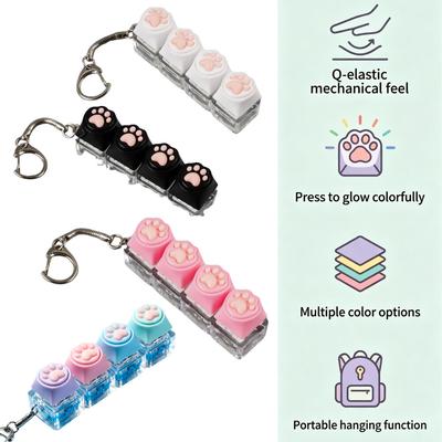 LED-Leuchtender Schlüsselanhänger Tastatur Klickbarer Knopf Fidget Spielzeug zur Stress- und Angstbewältigung Tragbares Schreibtischzubehör Bürodekoration Geschenk
