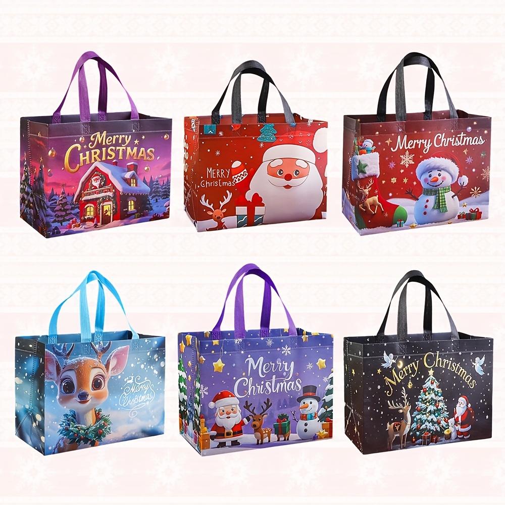 6Pcs Large Christmas Gift Bag - Reusable, with Handle, Suitable for Holiday Christmas Party Gift Packaging and Shopping