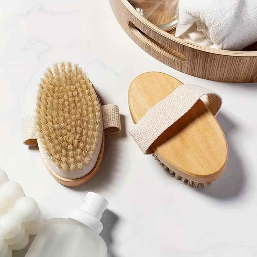 SPA Wooden Body Brush Natural Boar Bristle Organic Dry Skin Body Brush Bamboo Wet Back Shower Brushes Exfoliating Bathing Brush