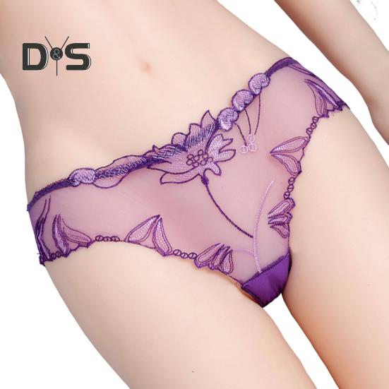 Sexy Spitzen-Strings für Damen, durchsichtiges Netz-Höschen, floral bestickte Unterwäsche mit niedriger Taille, ultradünne Damen-Slips