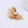 Gold Floral Stud Earrings With Rhinestone Accents Hollow Out Design Women Fashion Jewelry