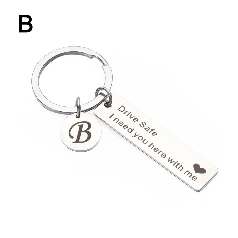 Girlfriend Lover Gifts Drive Safe Keychain A-Z 26 Initials Lettering Key Ring Fashion Jewelry
