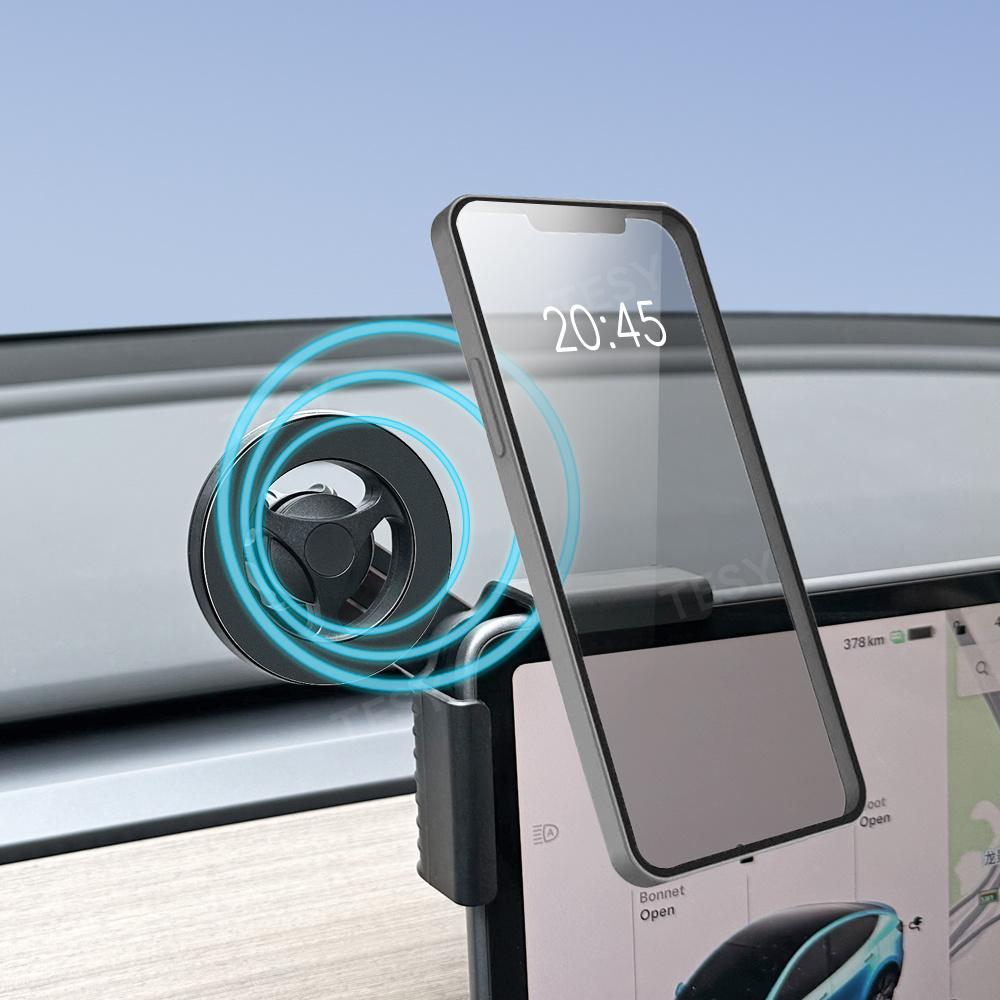 Car Phone Mount Holder 15W Compatible with MagSafe Magnetic Wireless Charger for Tesla 2026 2025 Model 3 Y HIGHLAND BYD Atto 3