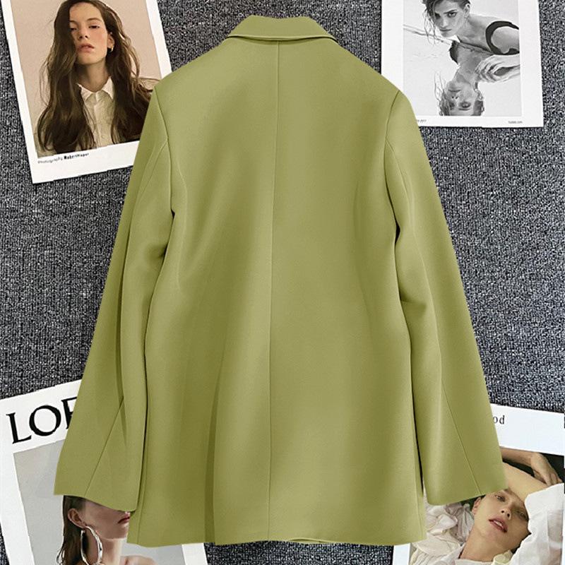 Costum Negru Larg pentru Femei Plus Size cu Nasture Metalic