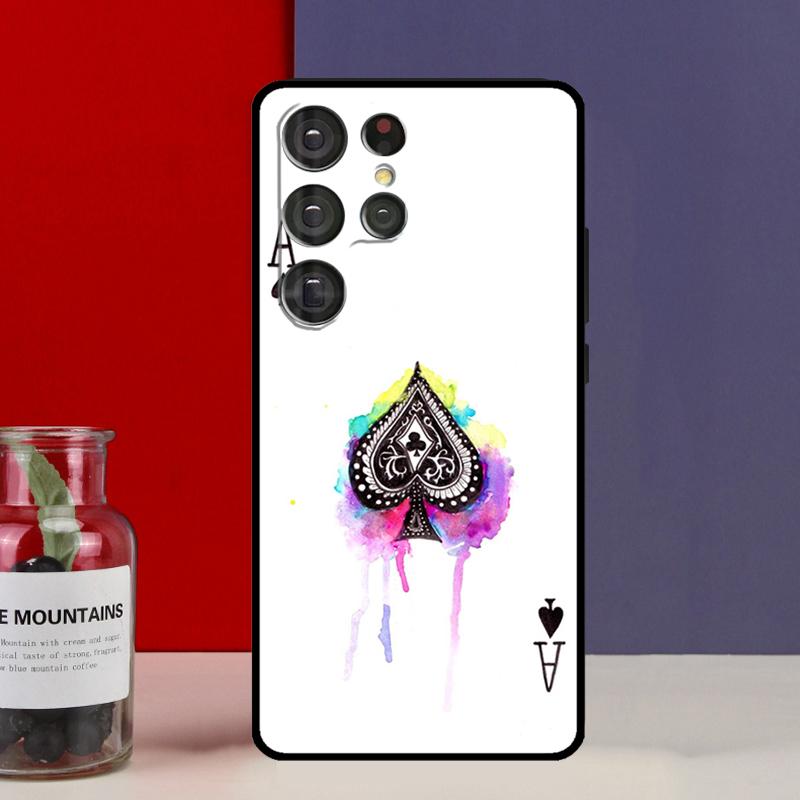 Ace of Spades Poker Card Funda Case For Samsung Galaxy S25 Ultra S9 S10 S20 S21 S22 Plus S23 FE S24 Ultra Phone Cover