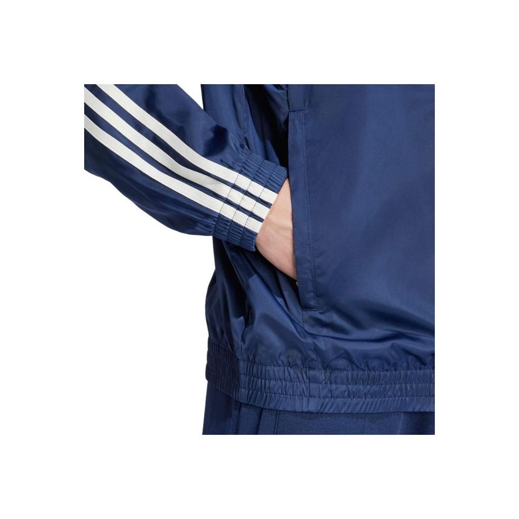 adidas Originals Logo Print Striped Long Sleeve Windbreaker Men Outerwear Blue IZ3187