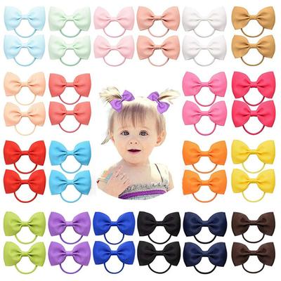 40 STUKS Baby Meisjes Haarstrikken Strik 7 cm(7 cm) Grosgrain Lint Strikken Elastiek Lint Haarbanden Voor Meisje Tieners Kind Baby Peuter