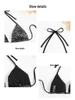 2026 Sexy Zebra Print Triangle Bikini Top - Open Back Tie-up Halter Swimsuit