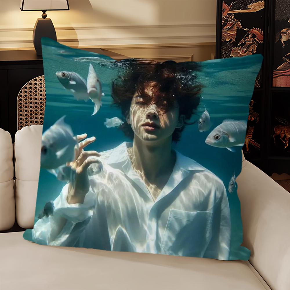 Hot Kpop Boy Pillow Case Sofa Living Room Headboard Bedroom Backrest Cushion Square Cushion  J-jin-Music Cool Nap Time